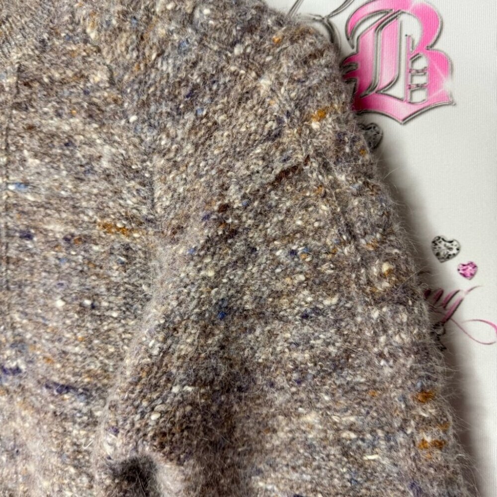 Eaton sweater wool & rabbit hair vintage soft multi color brown white blue boho - Picture 5 of 10